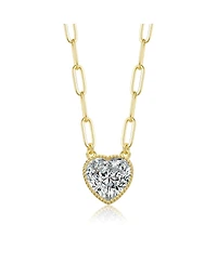 Heart Bezel Set Clear Cubic Zirconia Solitaire Necklace