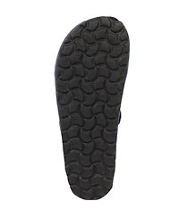 Stud strap clog with modern buckle.