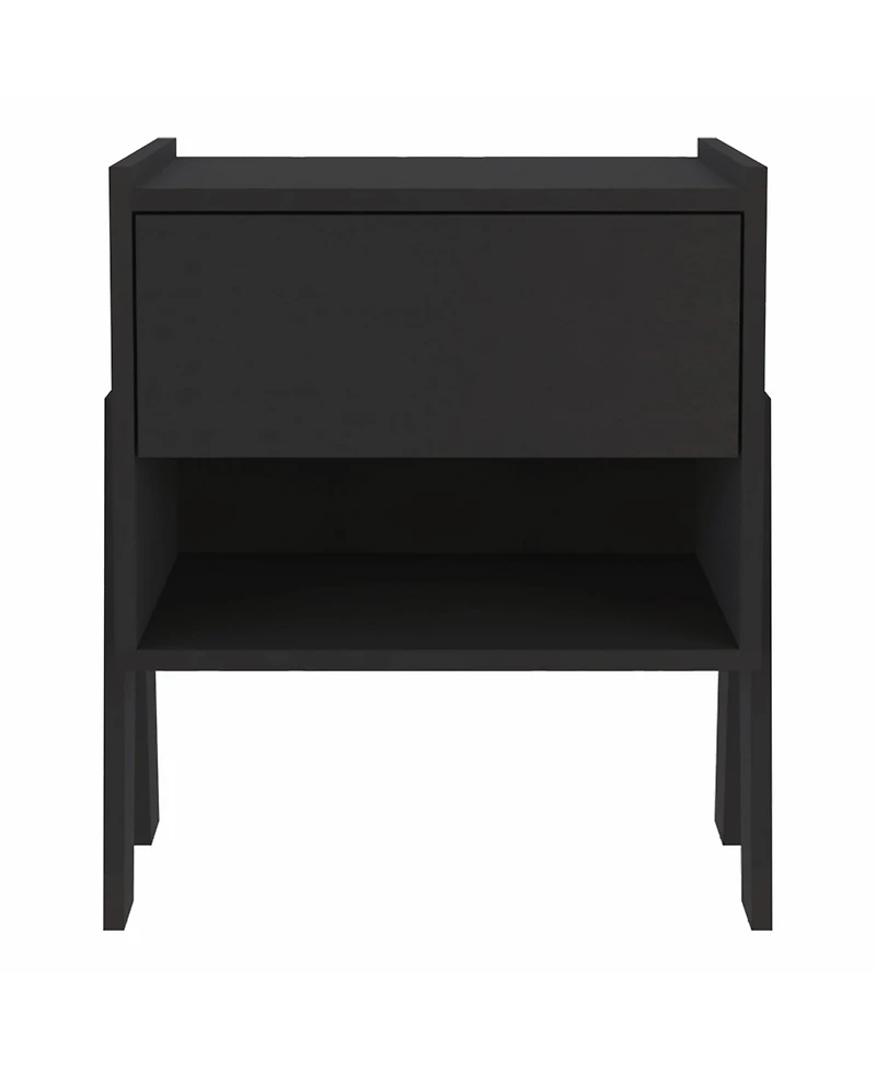 Rectangular One Drawer Nightstand with Wood Top for Bedroom Storage