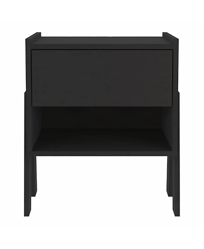 Rectangular One Drawer Nightstand with Wood Top for Bedroom Storage