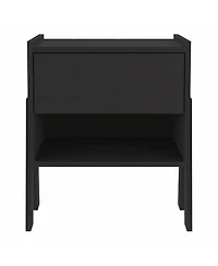 Rectangular One Drawer Nightstand with Wood Top for Bedroom Storage