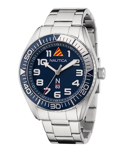 Nautica Men's Analog Silver-Tone Stainless Steel Watch, 44mm