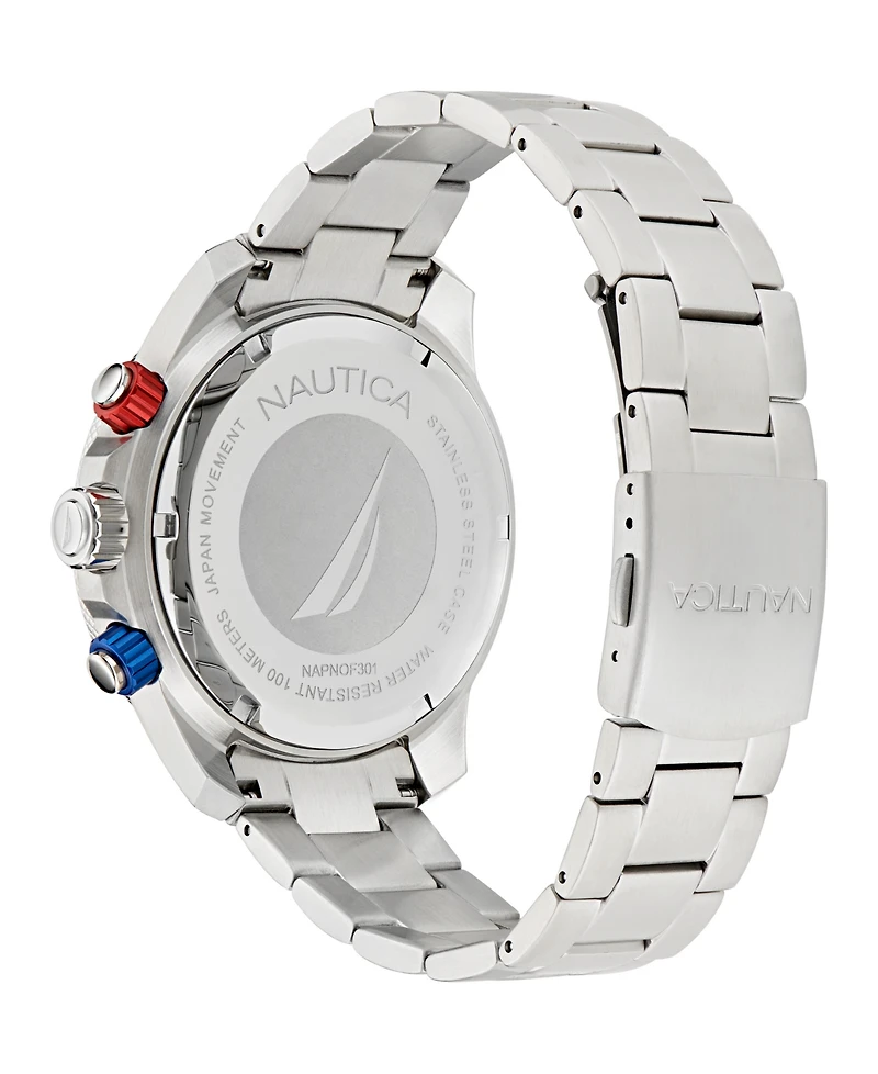 Nautica Men's Chronograph Silver-Tone Stainless Steel Watch Set, 48mm