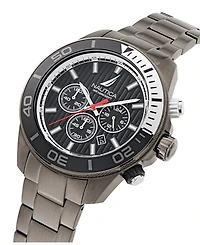 Nautica Men's Chronograph Silver-Tone Stainless Steel Watch, 48mm