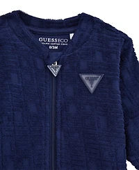 Guess Baby Boys 3-Piece Long Sleeve Bodysuit, Jacquard Zip-Up Sweatshirt, and Pants Set