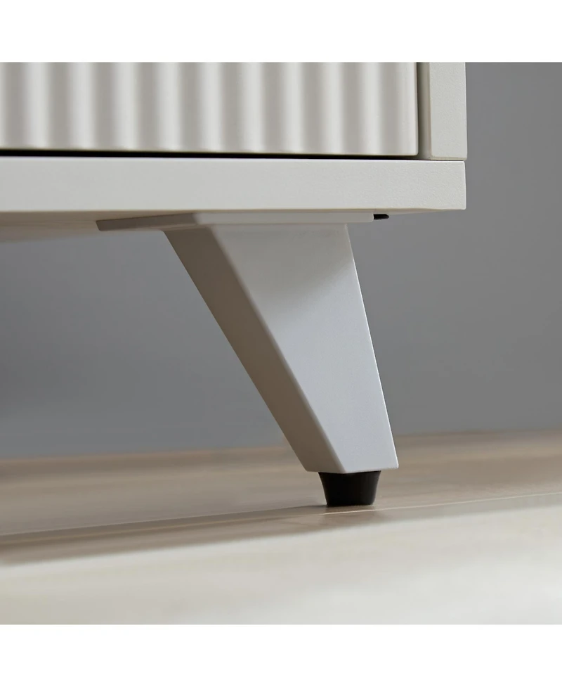 Streamdale Modern Sideboard with Wavy Texture, White Accent Cabinet with Door