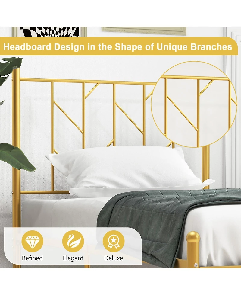 Gymax Twin Size Platform Bed Frame Heavy-duty Metal Bed Frame w/Sturdy Metal Slat Support