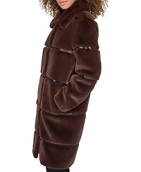 Karl Lagerfeld Paris Womens Faux-Leather Trim Faux-Fur Coat