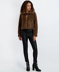 Karl Lagerfeld Paris Women's Printed Faux-Fur Bomber Jacket