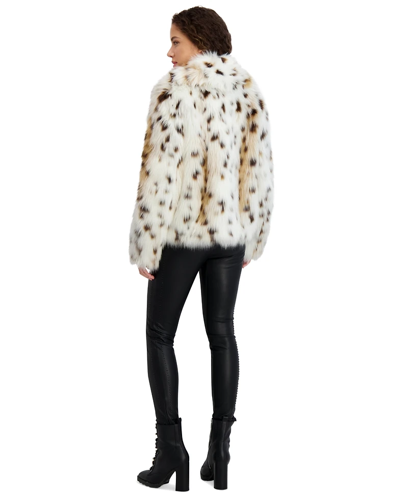 Karl Lagerfeld Paris Women's Leopard-Print Faux-Fur Coat