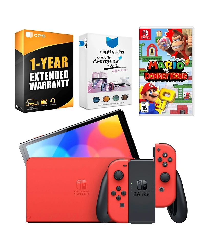 Nintendo Switch Oled Mario Red Edition with Mario vs. Donkey Kong