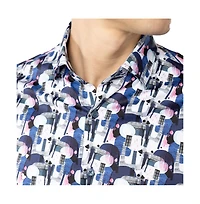 Luchiano Visconti Men's Multicolor printed Shapes shirt