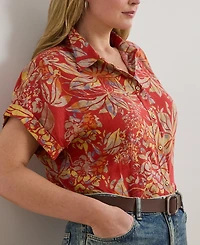 Lauren Ralph Plus Relaxed-Fit Floral Short-Sleeve Shirt