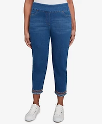 Alfred Dunner Petite El Paso Border Fringe Denim Ankle Pants