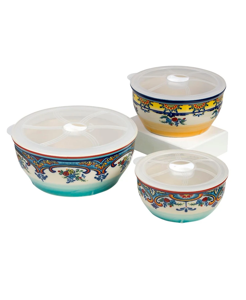 Euro Ceramica Zanzibar Kitchen Storage Bowls, Set of 3