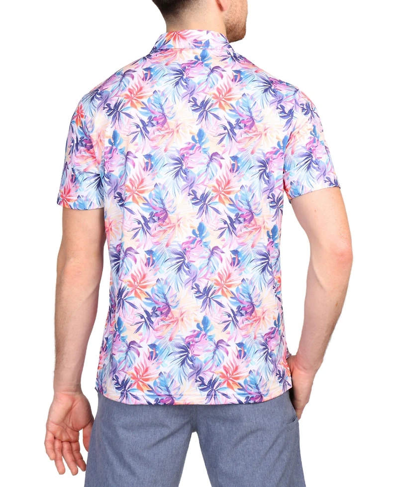 Watercolor Leaves Printed Performance Polo