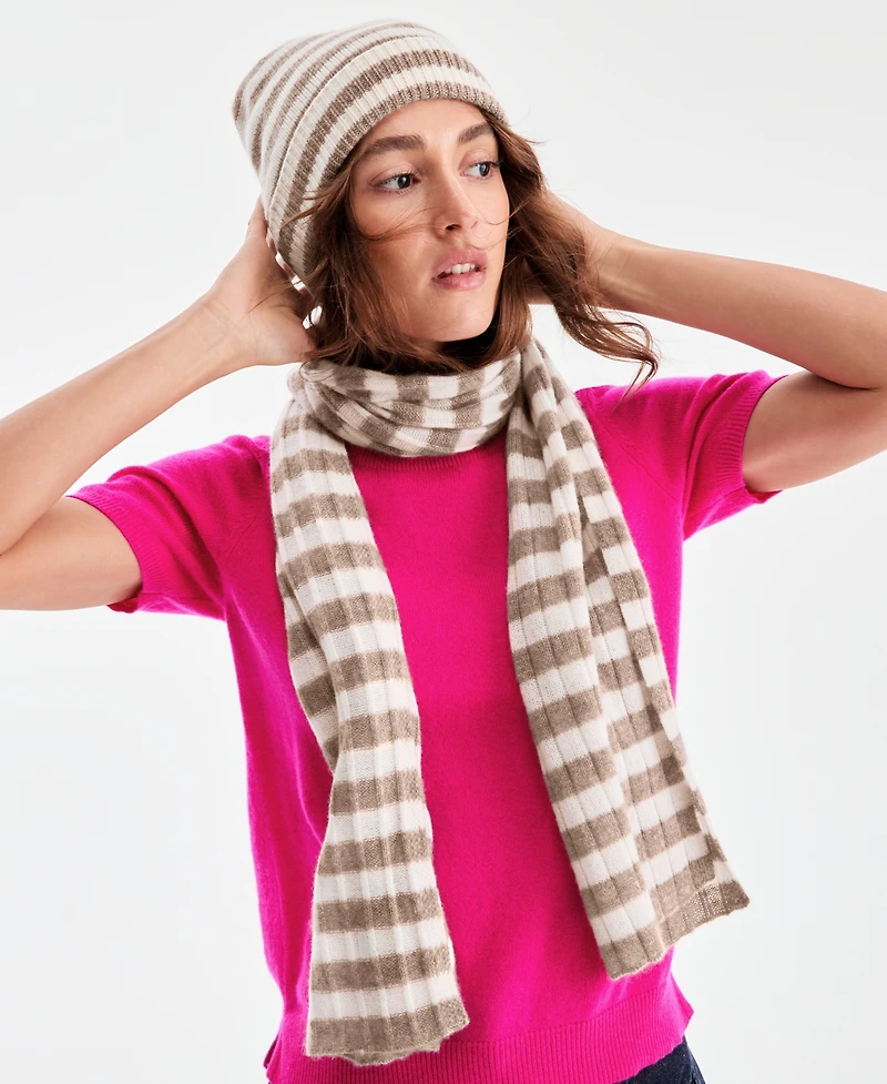 Charter Club Women's 100% Cashmere Striped Scarf, Exclusively at Macy's