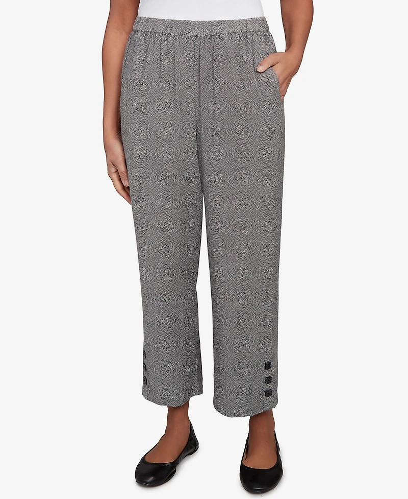 Alfred Dunner Petite Santa Barbara Button Cuffed All Around Elastic Ankle Pants