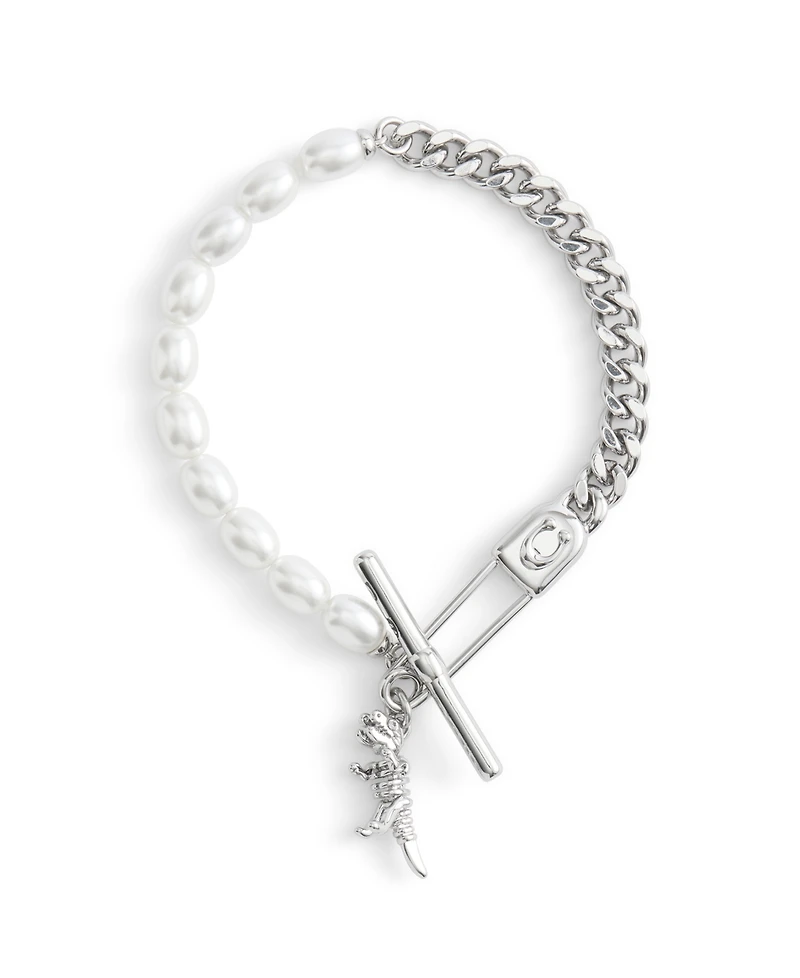 Coach Faux Cultivated Pearl Signature Rexy Safety Pin Strand Bracelet