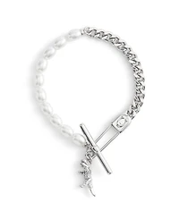 Coach Faux Cultivated Pearl Signature Rexy Safety Pin Strand Bracelet