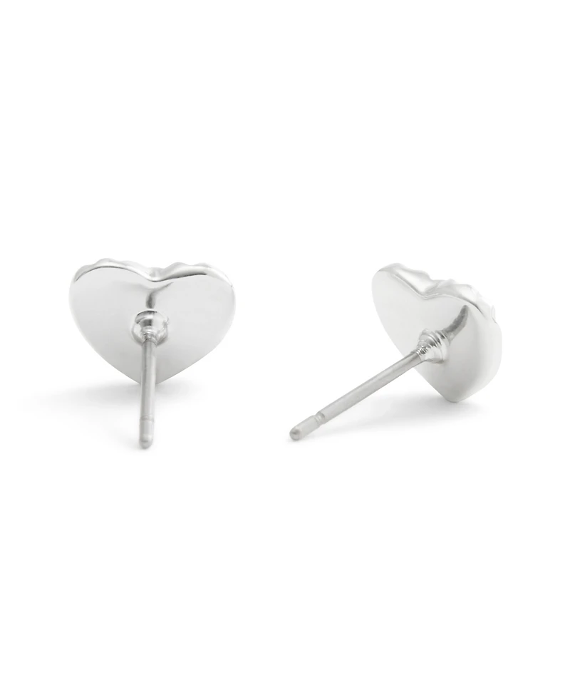 Coach Rhodium Signature Heritage Heart Stud Earrings