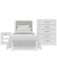 Catriona 3pc Bedroom Set (Twin Upholstered Bed, Chest & Open Nightstand), Created for Macy's