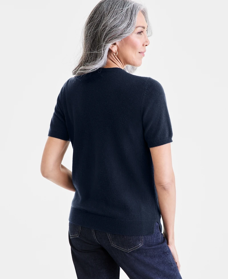 Charter Club Women's 100% Cashmere Crewneck Short-Sleeve Sweater, Macy's Exclusive