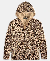 Charter Club Women's 100% Cashmere Leopard-Print Full-Zip Hoodie, Macy's Exclusive