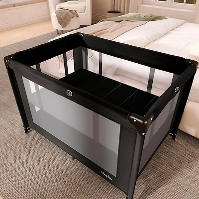 Dream On Me Zazzy Portable Playard with Bassinet in Gray