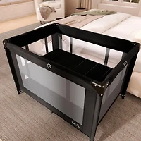 Dream On Me Zazzy Portable Playard with Bassinet in Gray