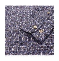 Luchiano Visconti Men's Multi line Leo king Cotton Long Sleeve Shirt