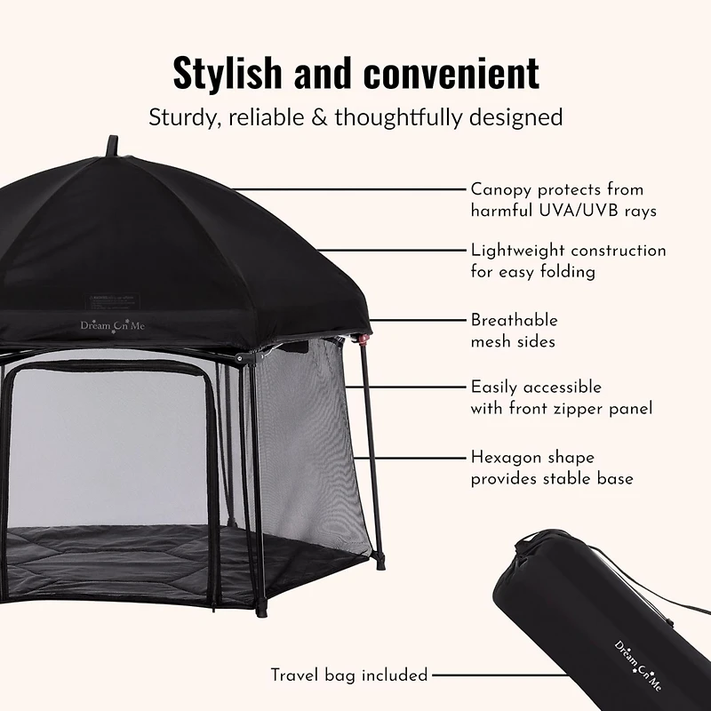 Dream On Me Onyx Playpen Set with Canopy