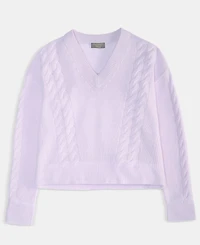 Charter Club Women's 100% Cashmere Placed Cable-Knit V-Neck Sweater, Macy's Exclusive