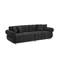 89-inch spring-wrapped cushions, 3 flannelette sofas, stylish metal feet and 4 throw pillows make for a modern living room bedroom