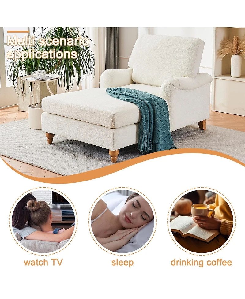 Streamdale Modern Mid-Century Indoor Oversized Chaise Lounger Comfort Sleeper Sofa with Soild Wood Legs