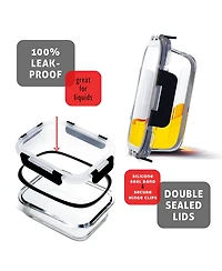 16 Airtight Leakproof Borosilicate Glass Food Storage Containers with Lids