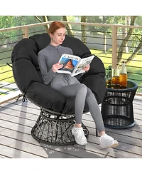 Pe Wicker Papasan Chair with Thick and Removable Cushion