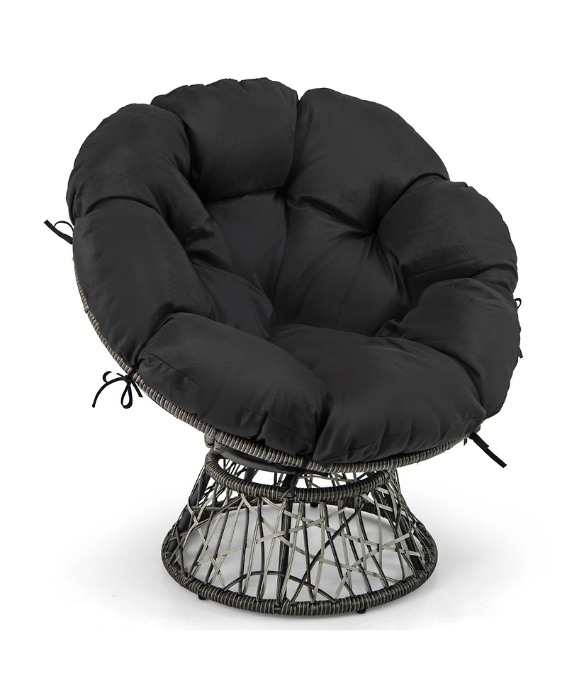 Pe Wicker Papasan Chair with Thick and Removable Cushion