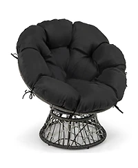 Pe Wicker Papasan Chair with Thick and Removable Cushion