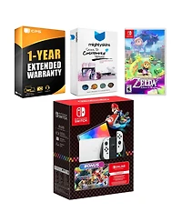 Nintendo Switch Oled Console Mario Kart 8 Deluxe Bundle with The Legend Of Zelda: Echoes Of Wisdom, MightySkins Console and Controller Skin Voucher