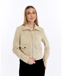 Furniq Uk Women's Cropped Suede Jacket