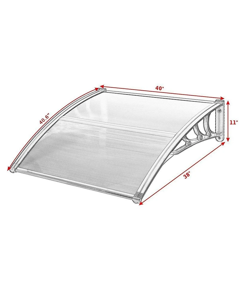40 x 40 Inch Outdoor Polycarbonate Front Door Window Awning Canopy