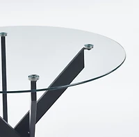 Streamdale Black Glass Dining Table with Cross Metal Legs