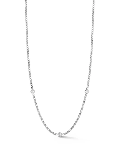 Rachel Zoe Sterling Silver Station Necklace with Curb Chain