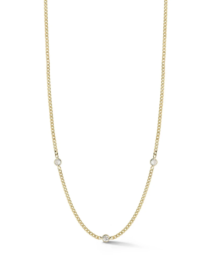 Rachel Zoe Sterling Silver Station Necklace with Curb Chain