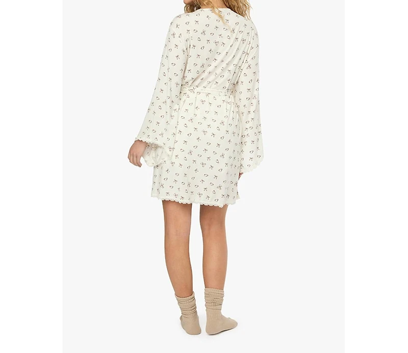 WeWoreWhat Women's Lace Trim Robe