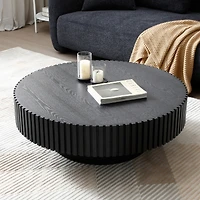 31.49" Nesting Round Wood Coffee table for Apartment, Modern Living Room Coffee Table with Sturdy Pedestal