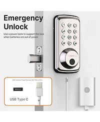 Zachvo Fingerprint Door Lock Keyless Deadbolt, Electric Door Locks with Keypads and Emergency Charging Port