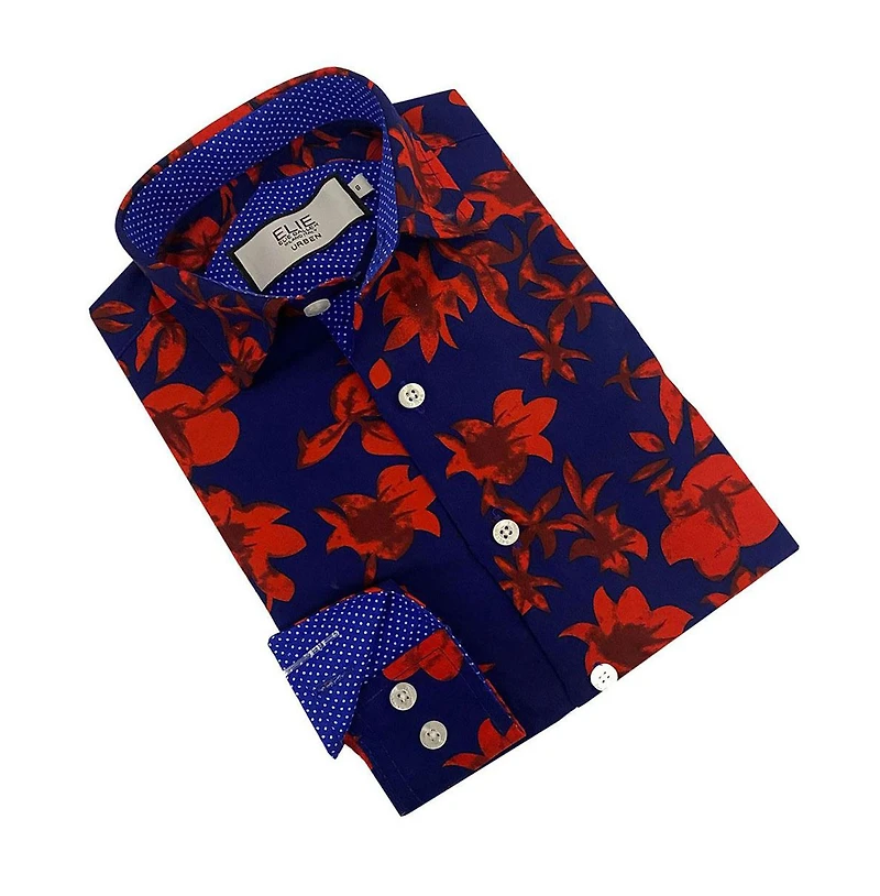 Elie Balleh Big Boys Navy Floral Shirt