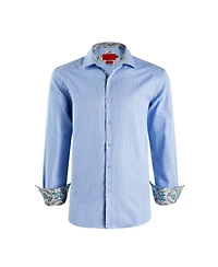 Elie Balleh Big Boys Blue Slim Fit Houndstooth Dress Button-Down Shirt